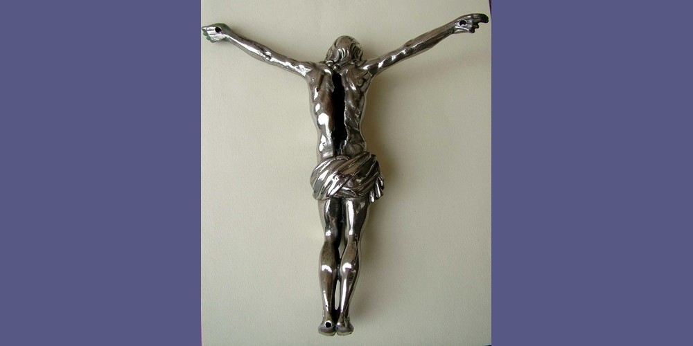 CHRIST EN BRONZE ARGENTE DU 19E SIECLE