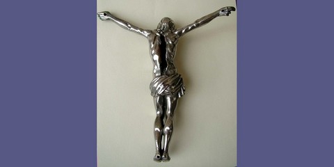 CHRIST EN BRONZE ARGENTE DU 19E SIECLE