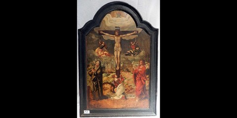 ecole-flamande-manieriste-peinture-calvaire-vierge-jean-marie-madeleine-XVI-16-siecle